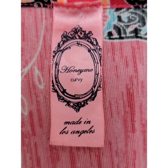 Honeyme Curvy Boho Paisley Pink Midi Dress Front Tie Floral Lace Beach Size XXXL - Picture 4 of 7